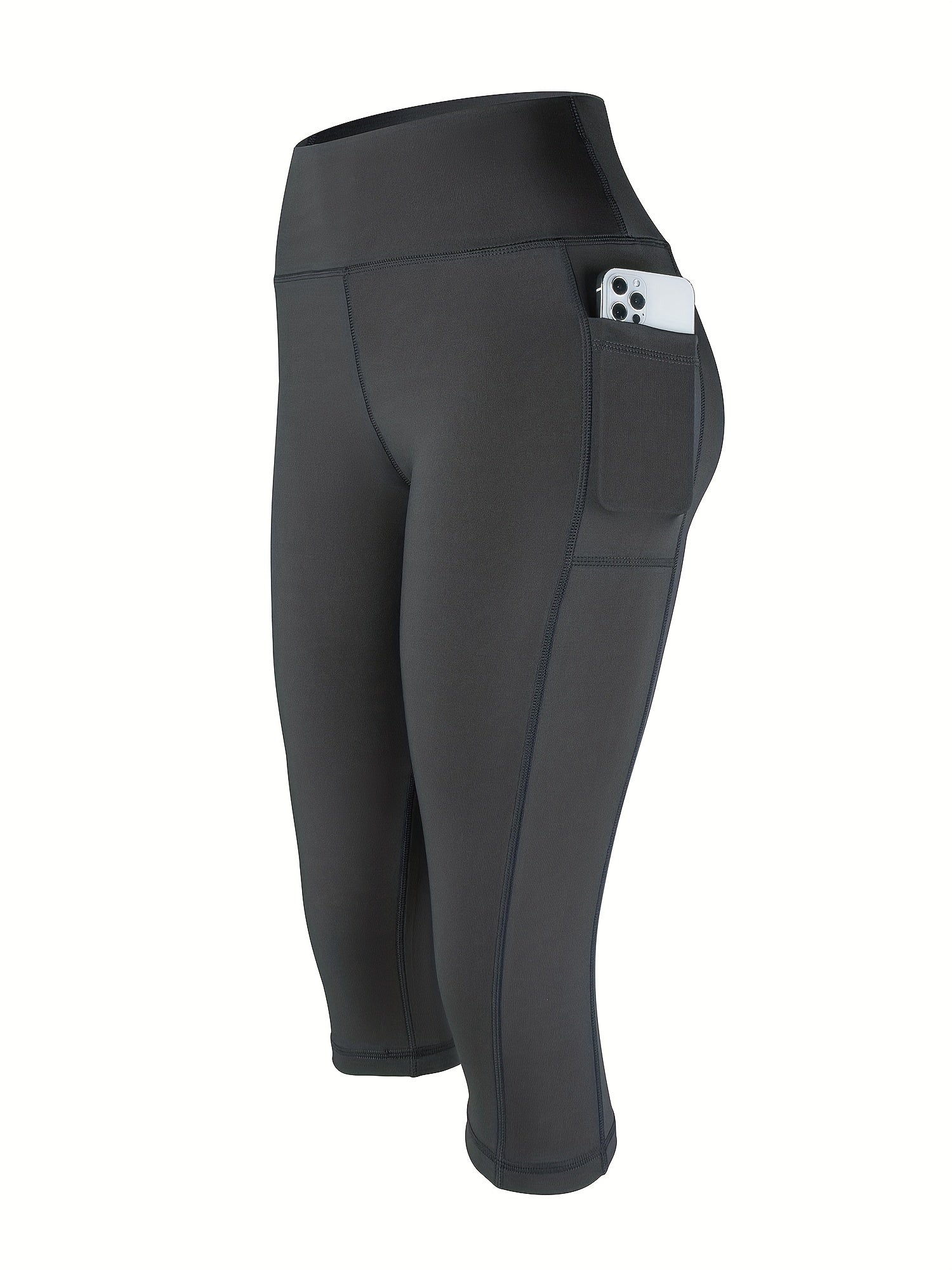 Cropped Sports Fitness Leggings With Pockets